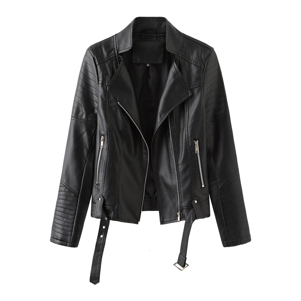 Belted Faux Leather Moto Jacket