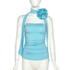 3D Flower Fitted Halter Top