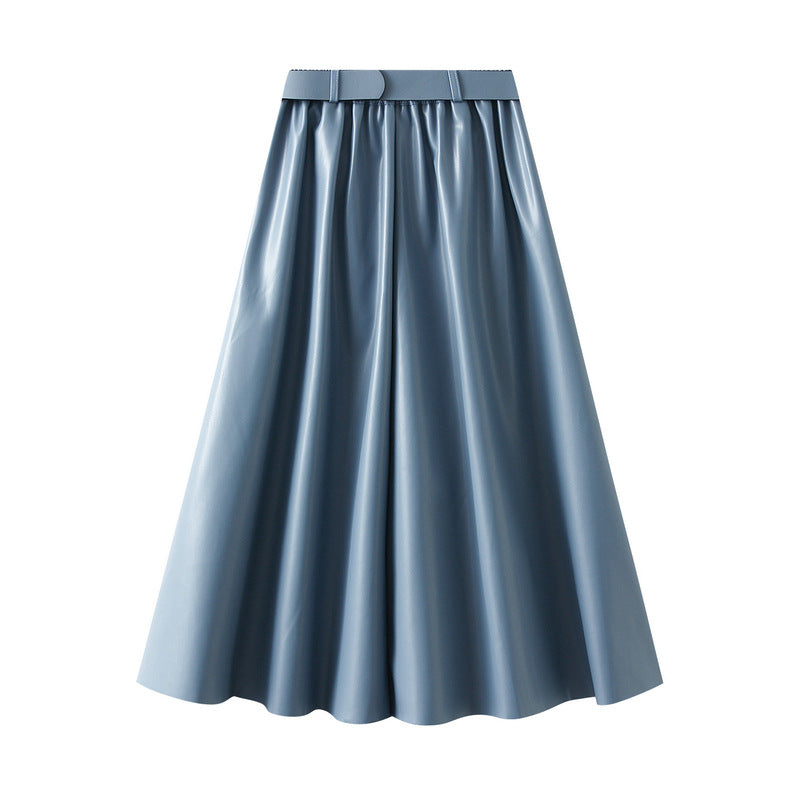 
                  
                    A Line PU Belted Midi Skirt
                  
                
