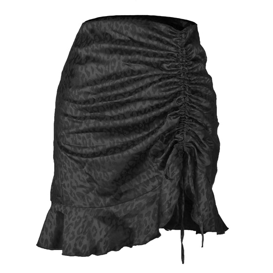 Jacquard Print Ruffle Hem Mini Skirt