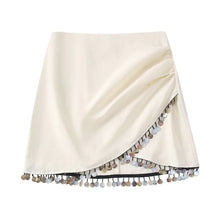  Sequin Tassel Hem Mini Skirt