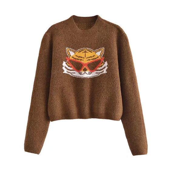 Cool Cat Graphic Knit Sweater