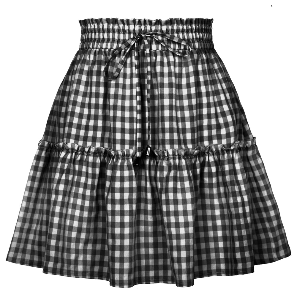 Gingham Print Tiered Mini Skirt