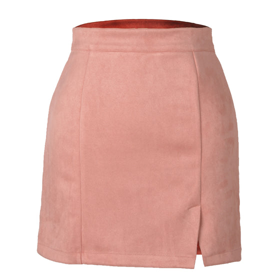 Suede Side Slit A Line Mini Skirt