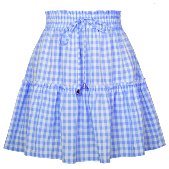 Gingham Print Tiered Mini Skirt