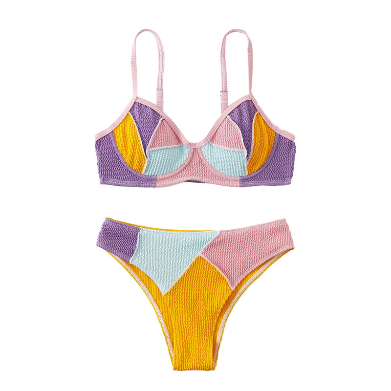 Patchwork Push up Multi Color Bikini