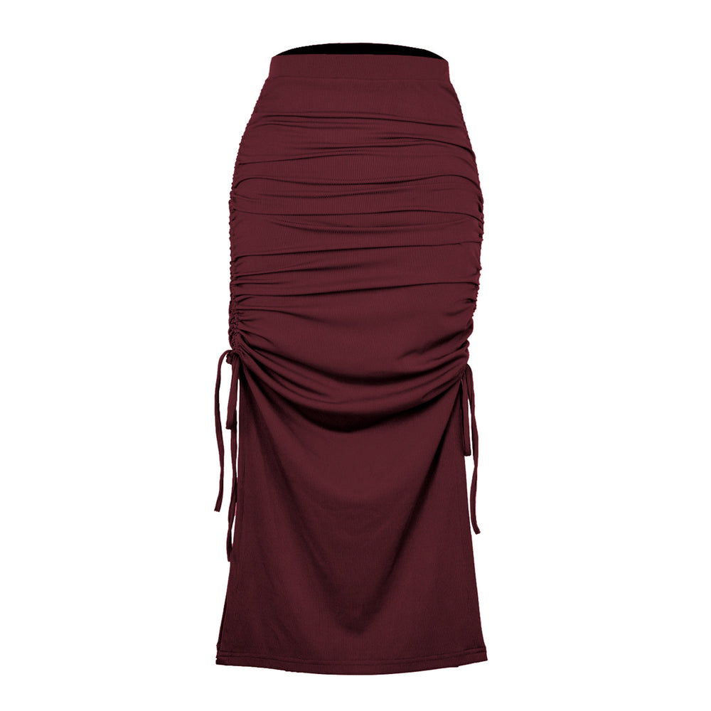 
                  
                    Ruched Drawstring Side Slit Midi Skirt
                  
                