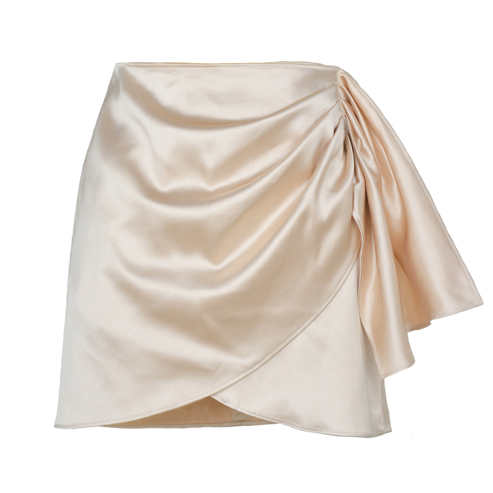 Wrapped Sash Satin Mini Skirt