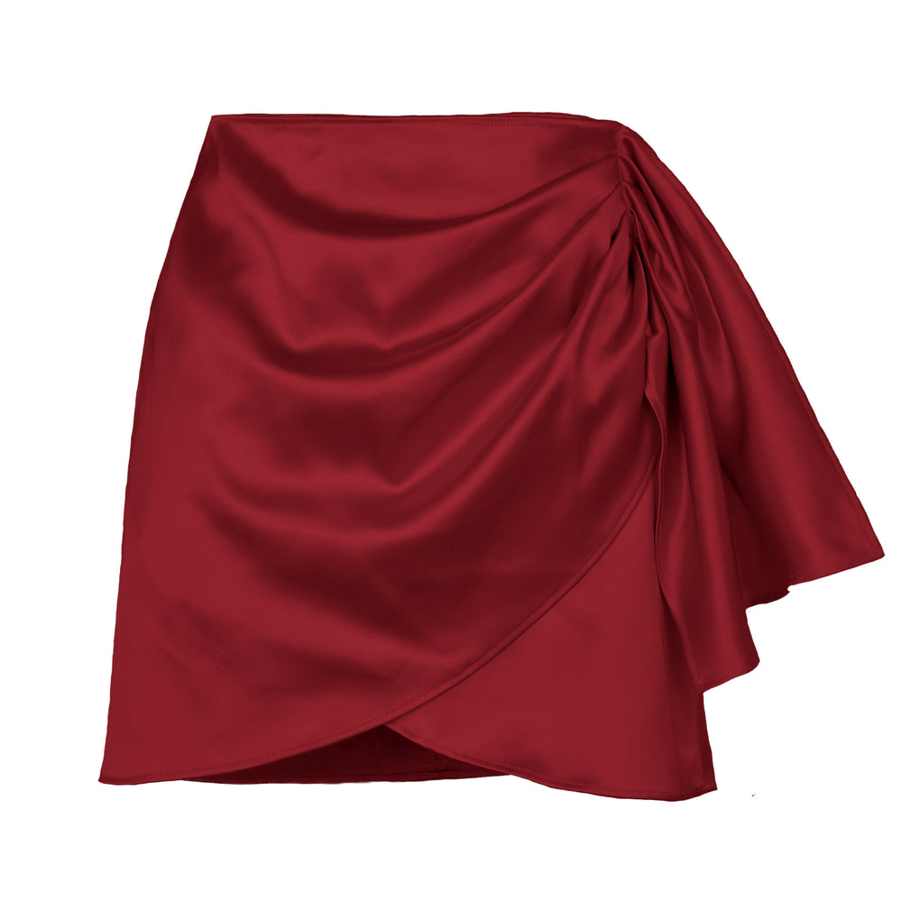 Wrapped Sash Satin Mini Skirt