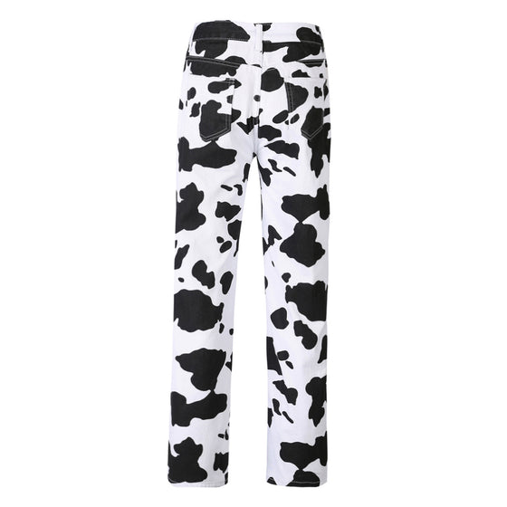 Cow Print Straight Leg Pants