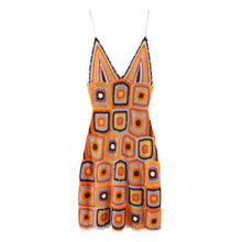  Crochet Geo Print Spaghetti Strap Mini Dress
