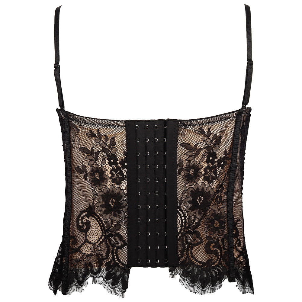 Eyelet Lace Spaghetti Strap Corset Top