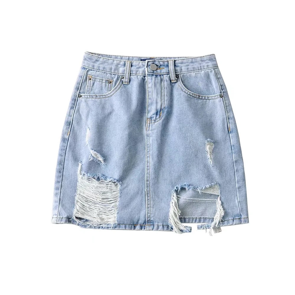 
                      
                        Distressed Denim Mini Skirt
                      
                    