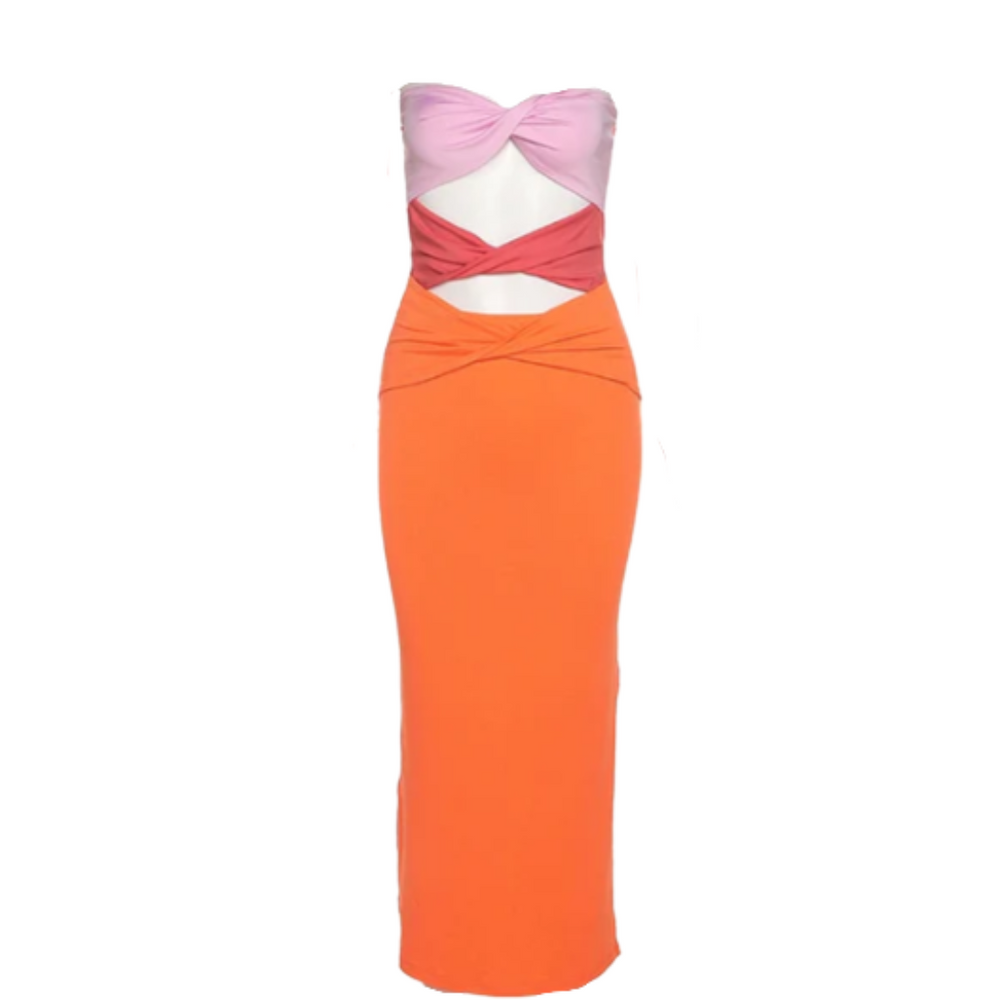 
                      
                        Twist Cutout Strapless Maxi Dress
                      
                    