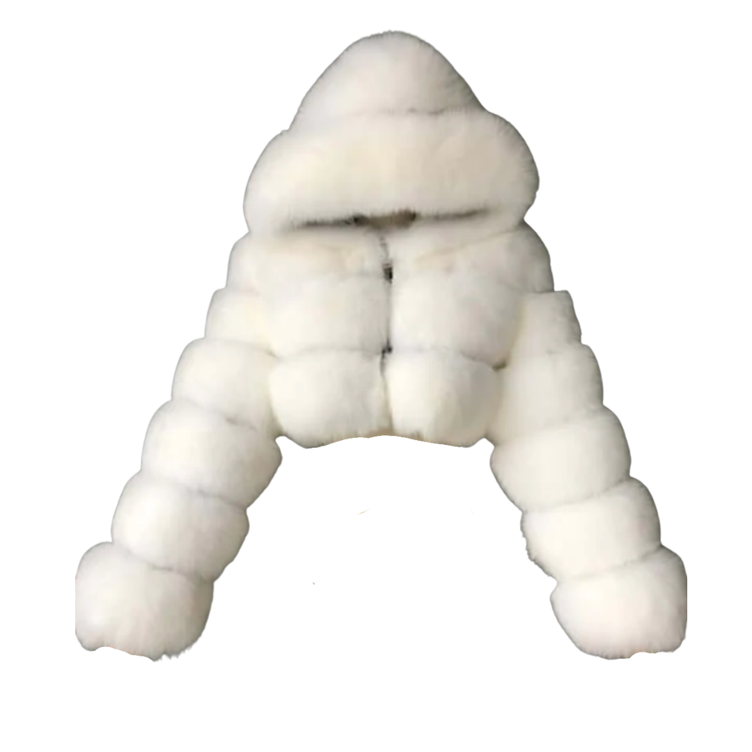 Faux Fur Hooded Cropped Coat