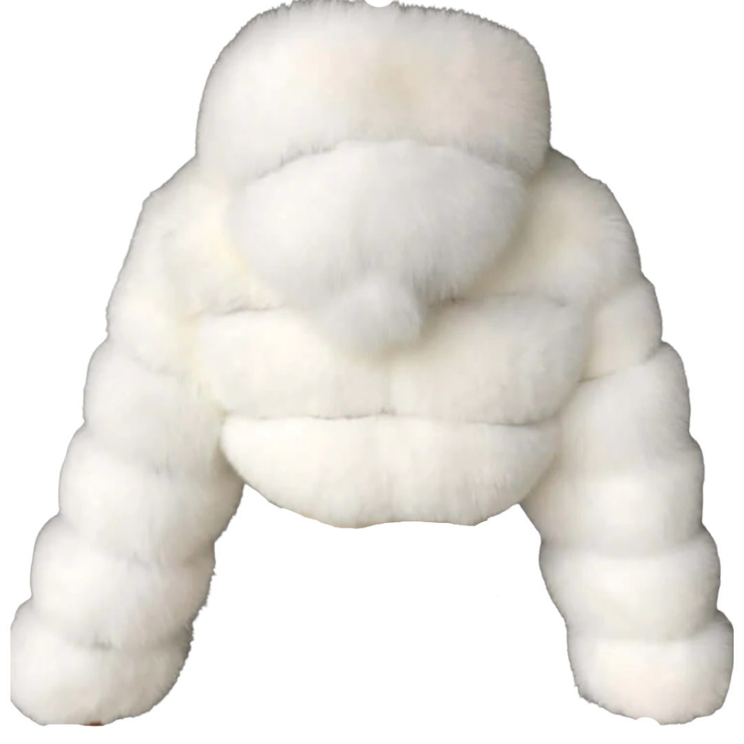 Faux Fur Hooded Cropped Coat