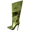 Pointed Toe Metallic High Heel Tall Boots