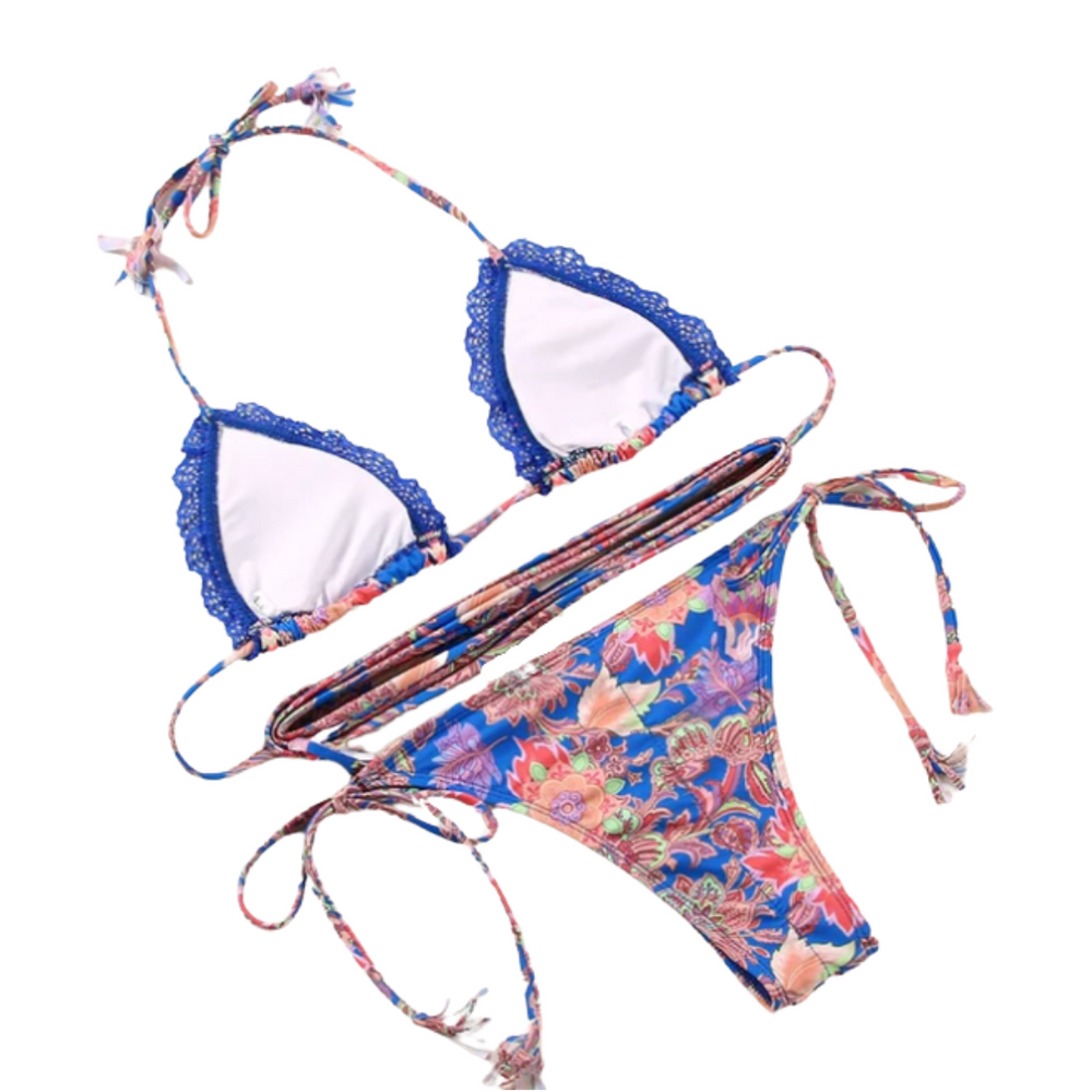 
                      
                        Lace Trim Print Tie Bikini
                      
                    