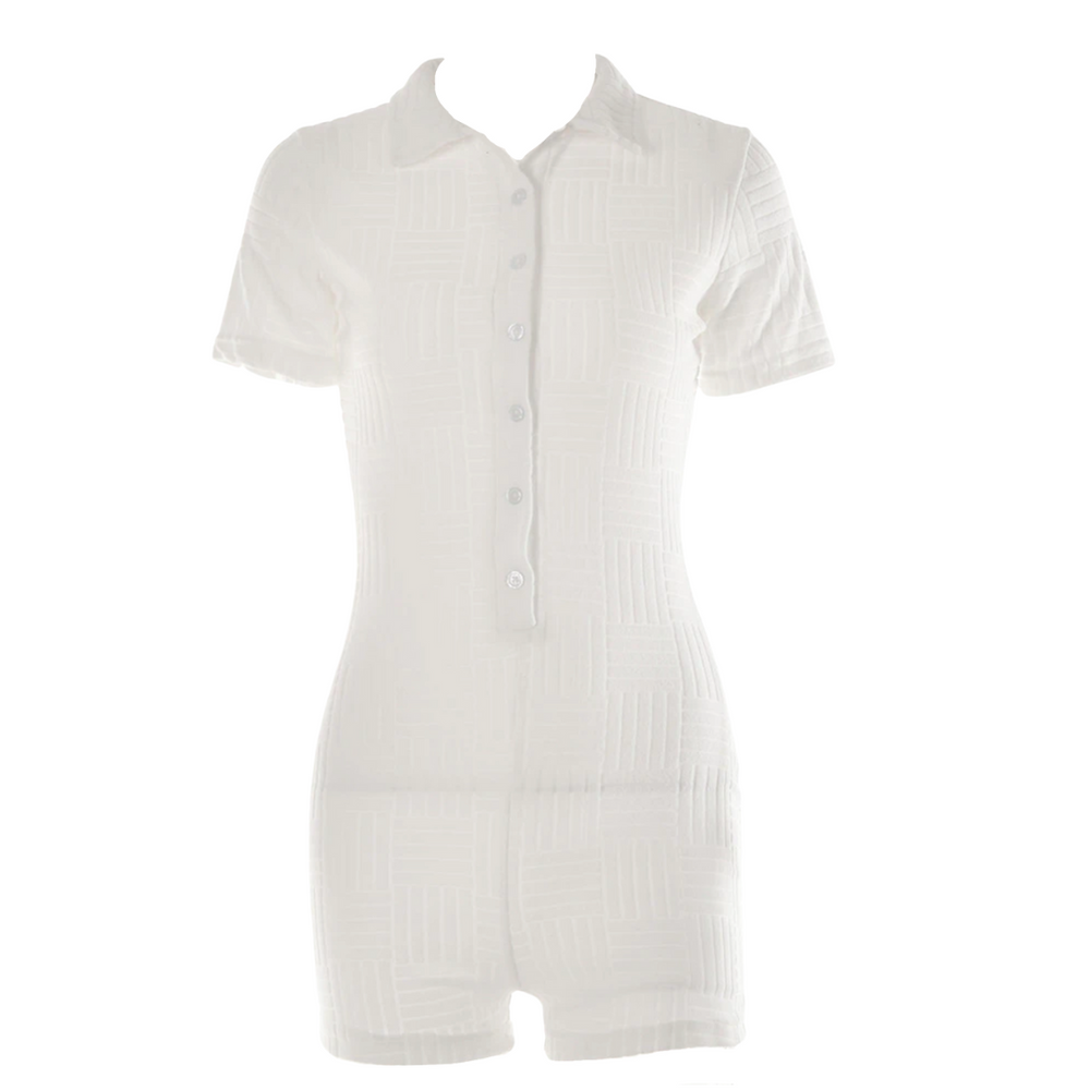 
                  
                    Line Imprint Button Up Romper
                  
                