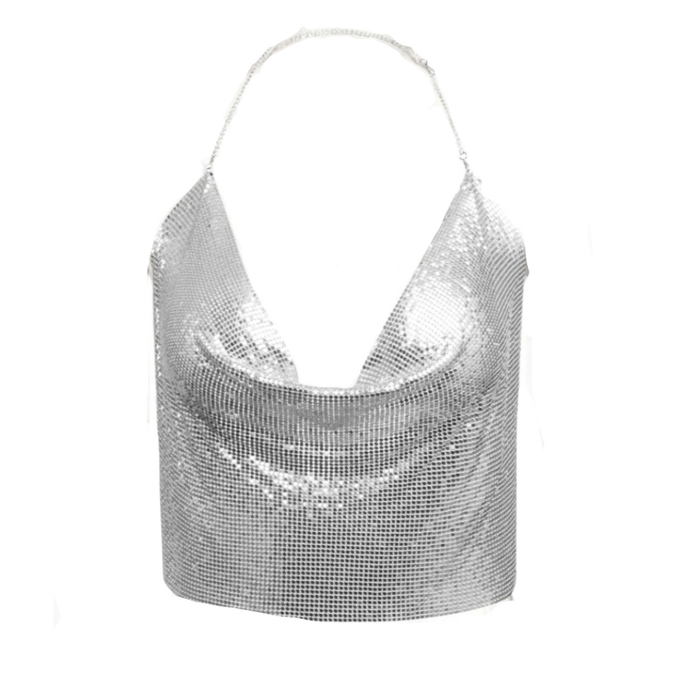 Metal Strap Backless Halter Top