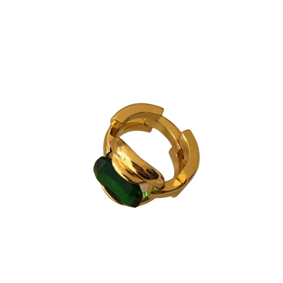 Green Stone Gold Band Ring