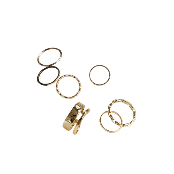 5 Piece Chain Gold Ring Set