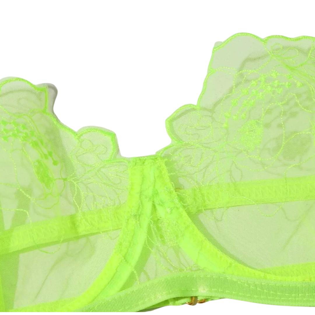 Neon Bra Panty and Garter Set