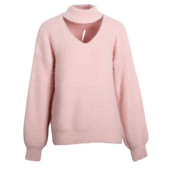 Fluffy Knit Choker Sweater