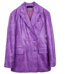  Purple Oversized PU Jacket