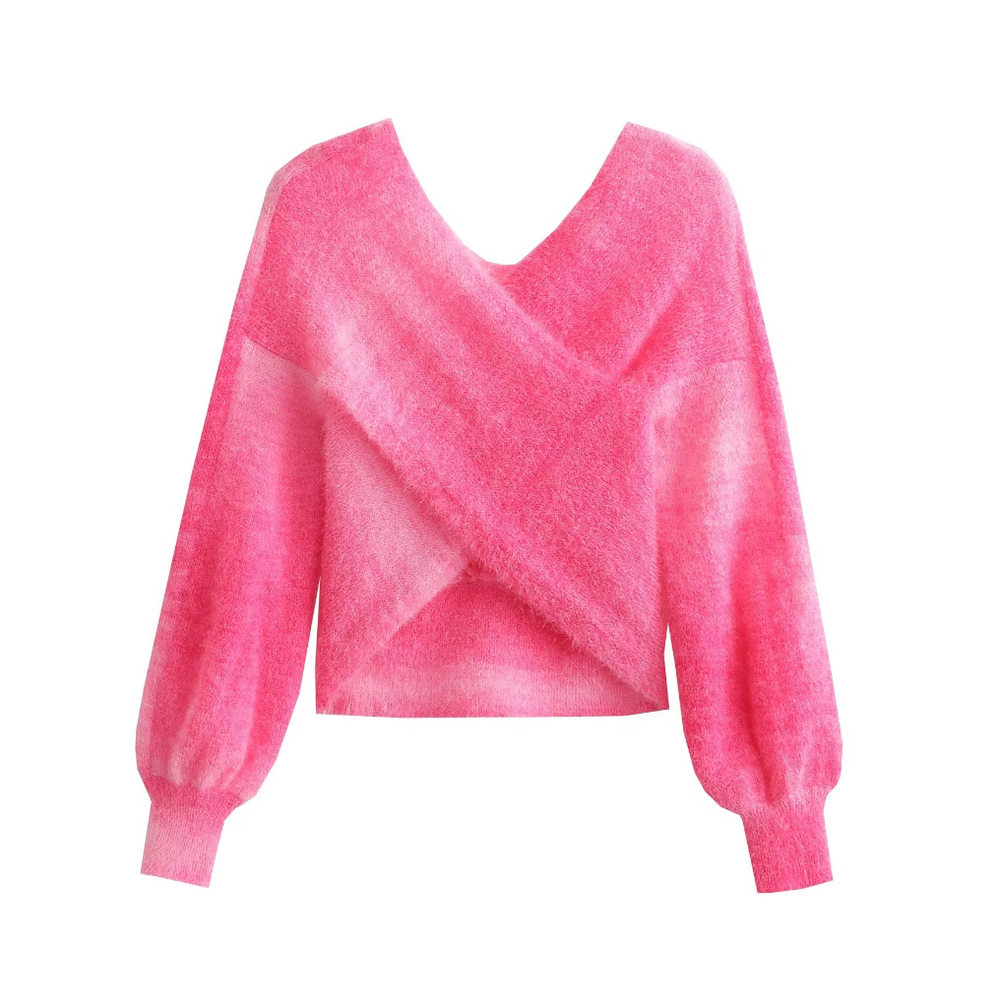 Mohair Knit Wrap Sweater