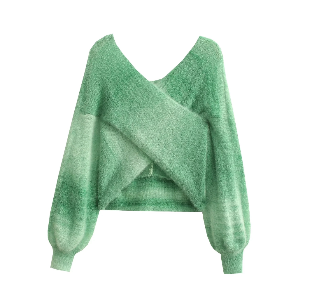 Mohair Knit Wrap Sweater