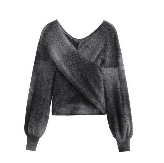 Mohair Knit Wrap Sweater