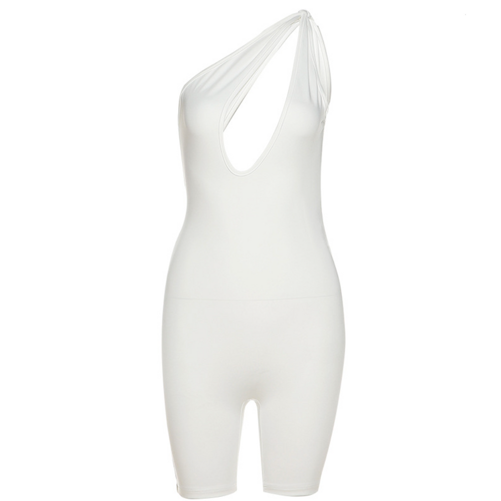 
                  
                    One Shoulder Cut Out Fitted Romper
                  
                