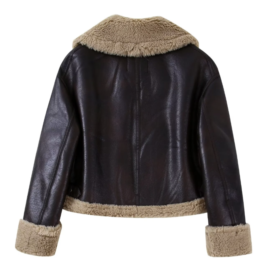 Shearling Trim Collar Cuff and Hem Jacket