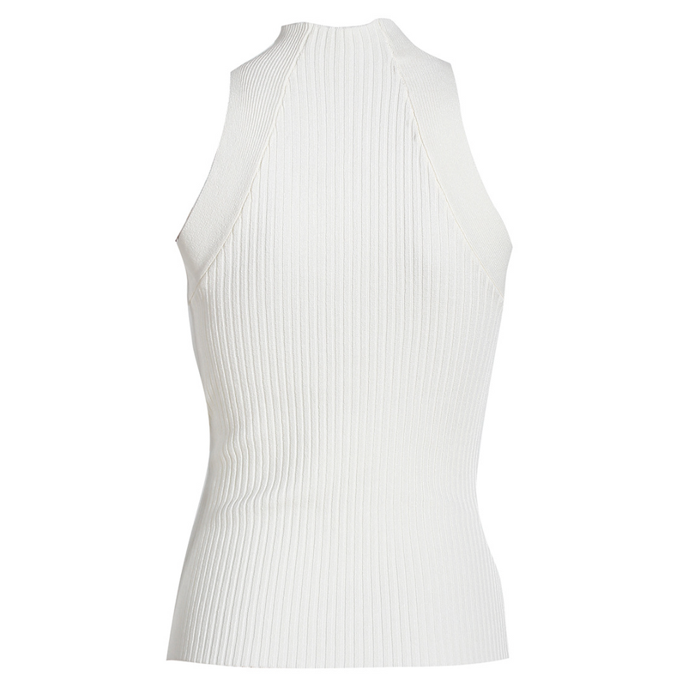 
                      
                        Cut Out High Neck Rib Knit Tank Top
                      
                    