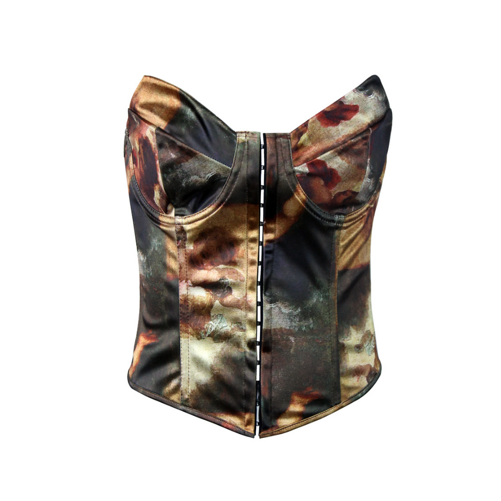 Graphic Print Corset Top