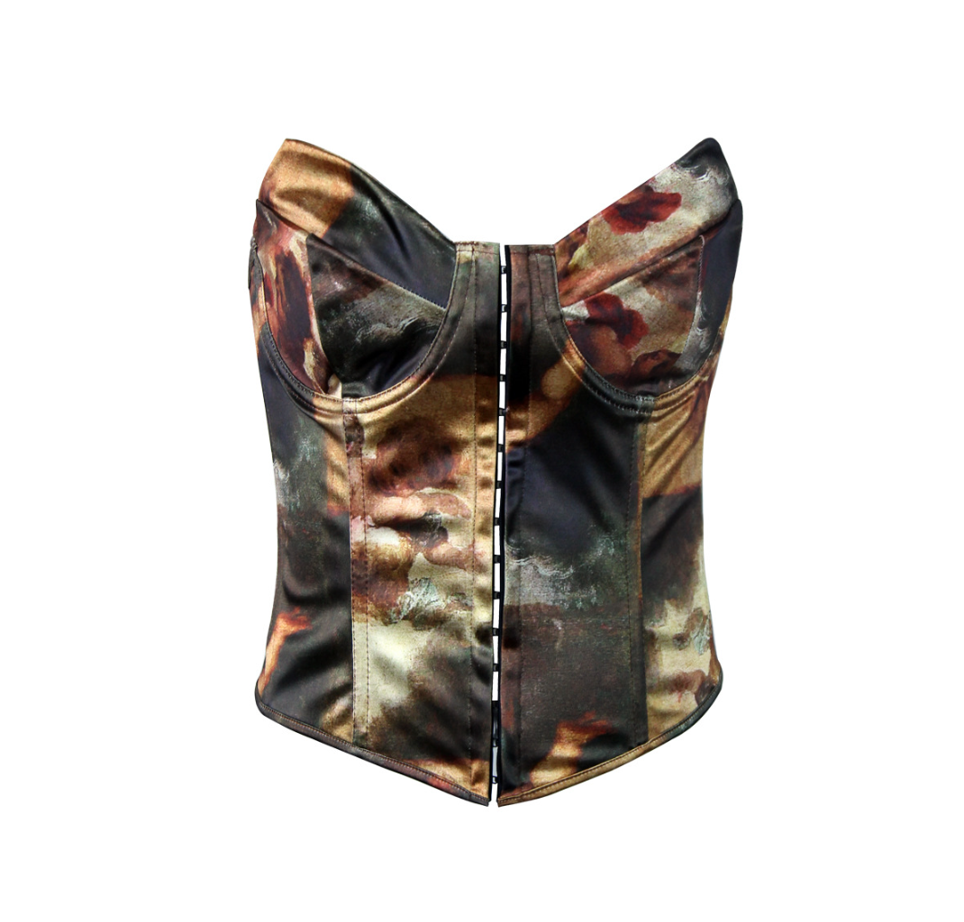 Graphic Print Corset Top