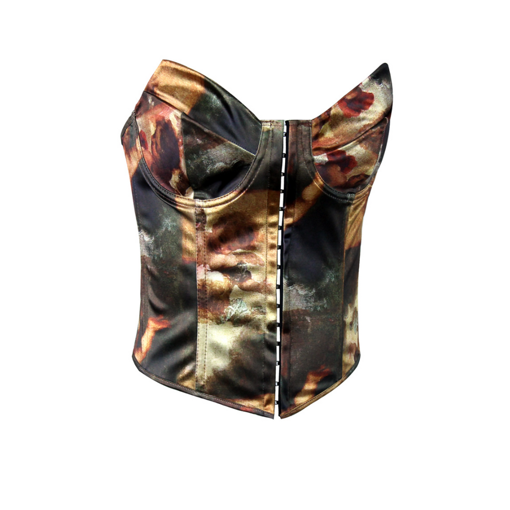 Graphic Print Corset Top