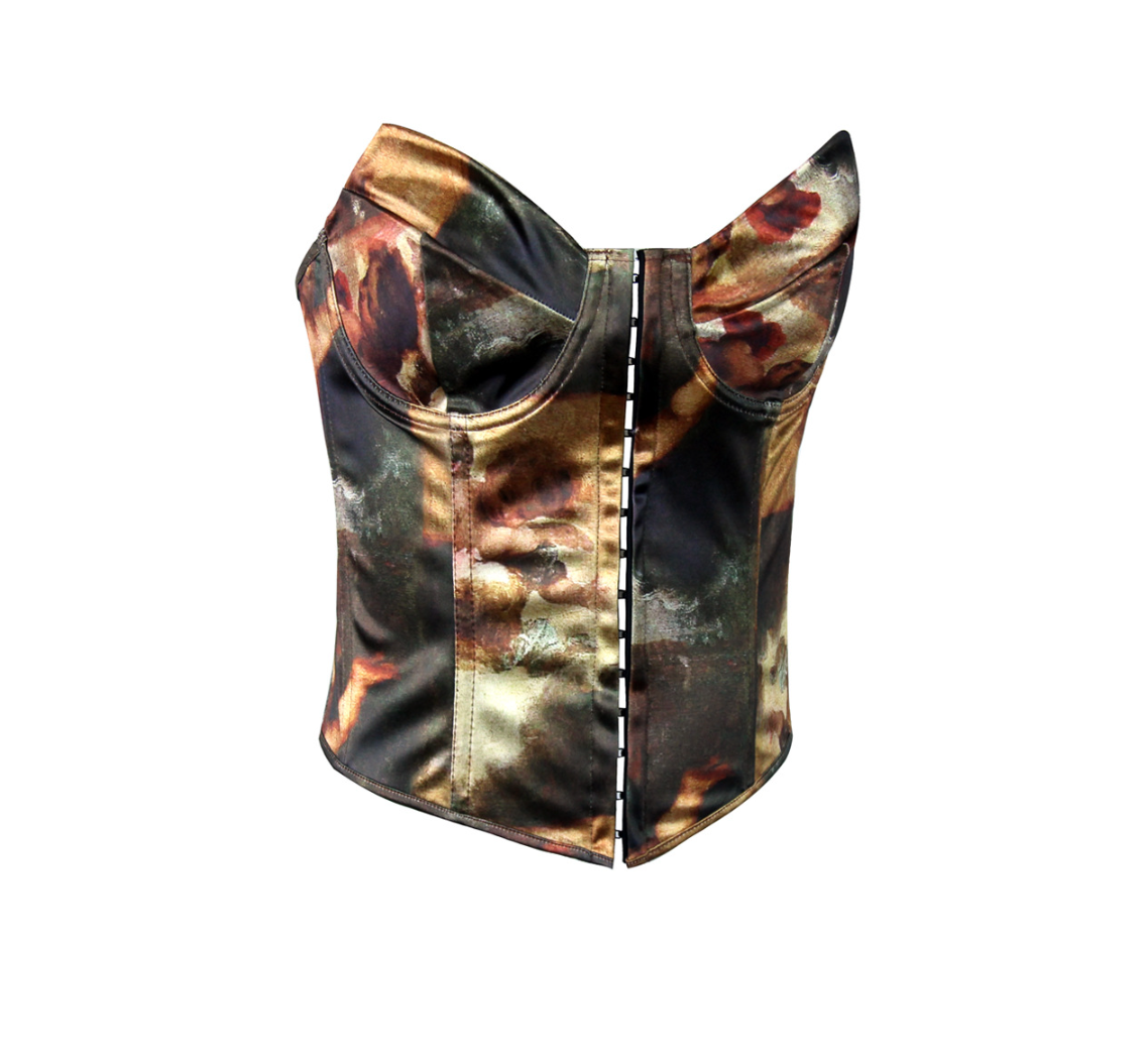 Graphic Print Corset Top