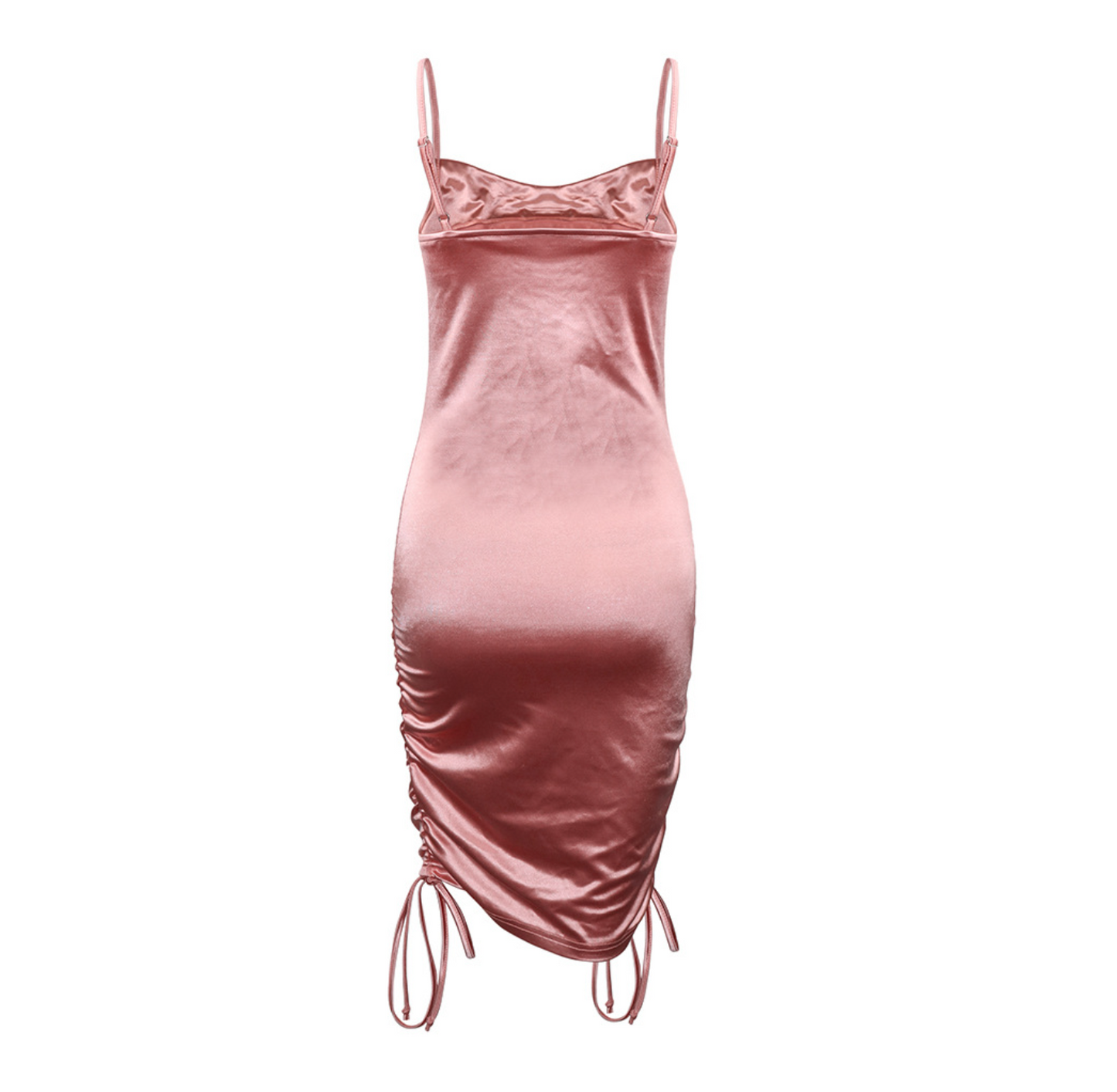 Drawstring Side Ruched Satin Mini Dress