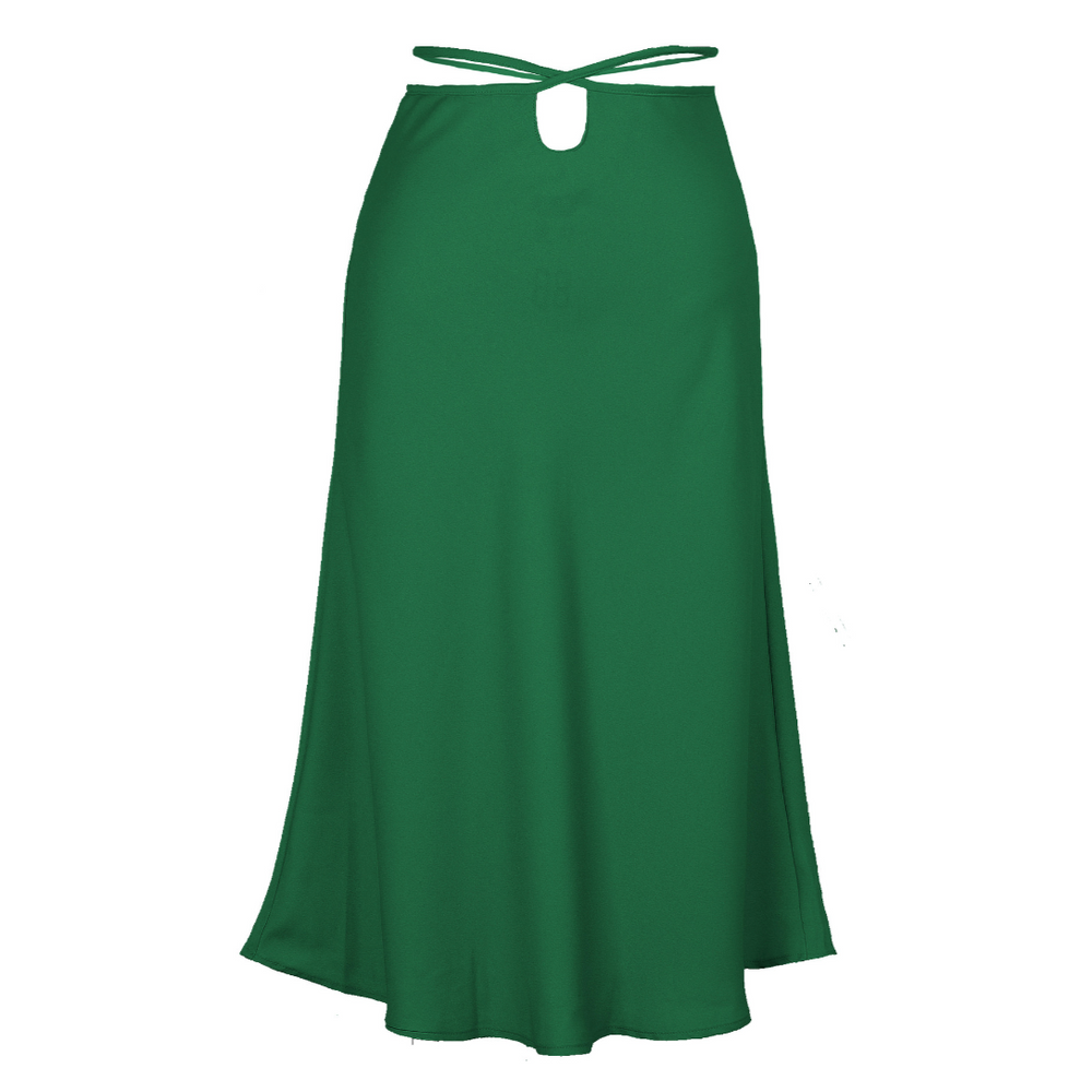 
                  
                    Satin Tied Waist Peek-A-Boo Midi Skirt
                  
                