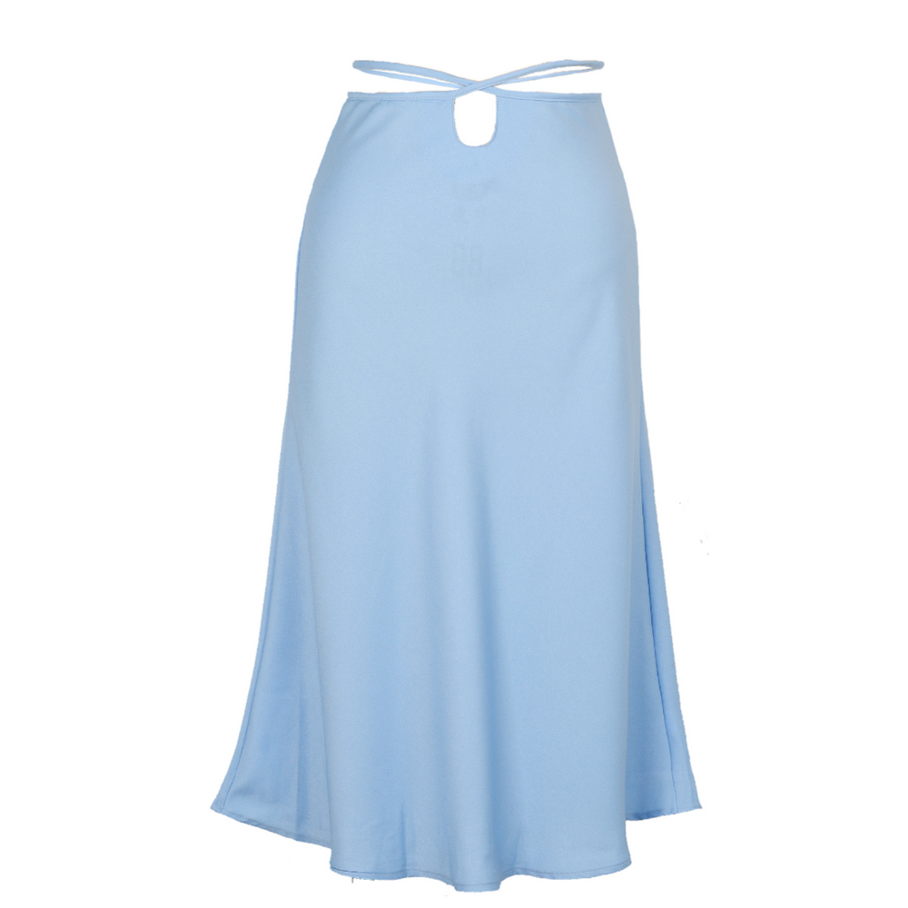 
                  
                    Satin Tied Waist Peek-A-Boo Midi Skirt
                  
                