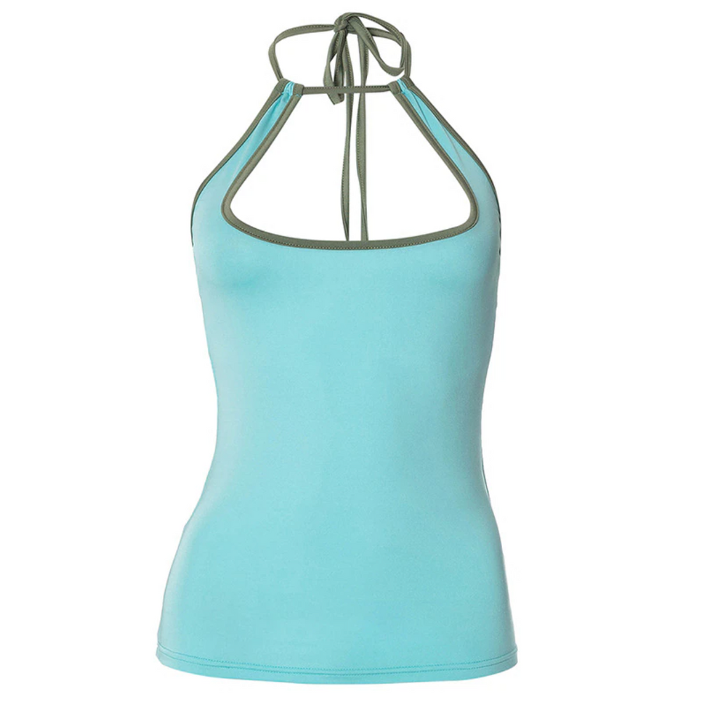 Fitted Peek-A-Boo Front Halter Top