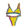 Colorful Contrast Trim Triangle Bikini