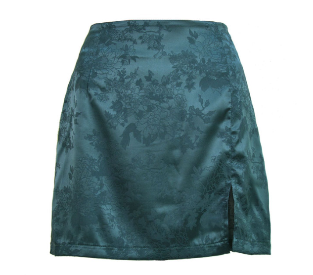 
                      
                        Satin Jacquard Side Slit Mini Skirt
                      
                    