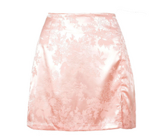  Satin Jacquard Side Slit Mini Skirt