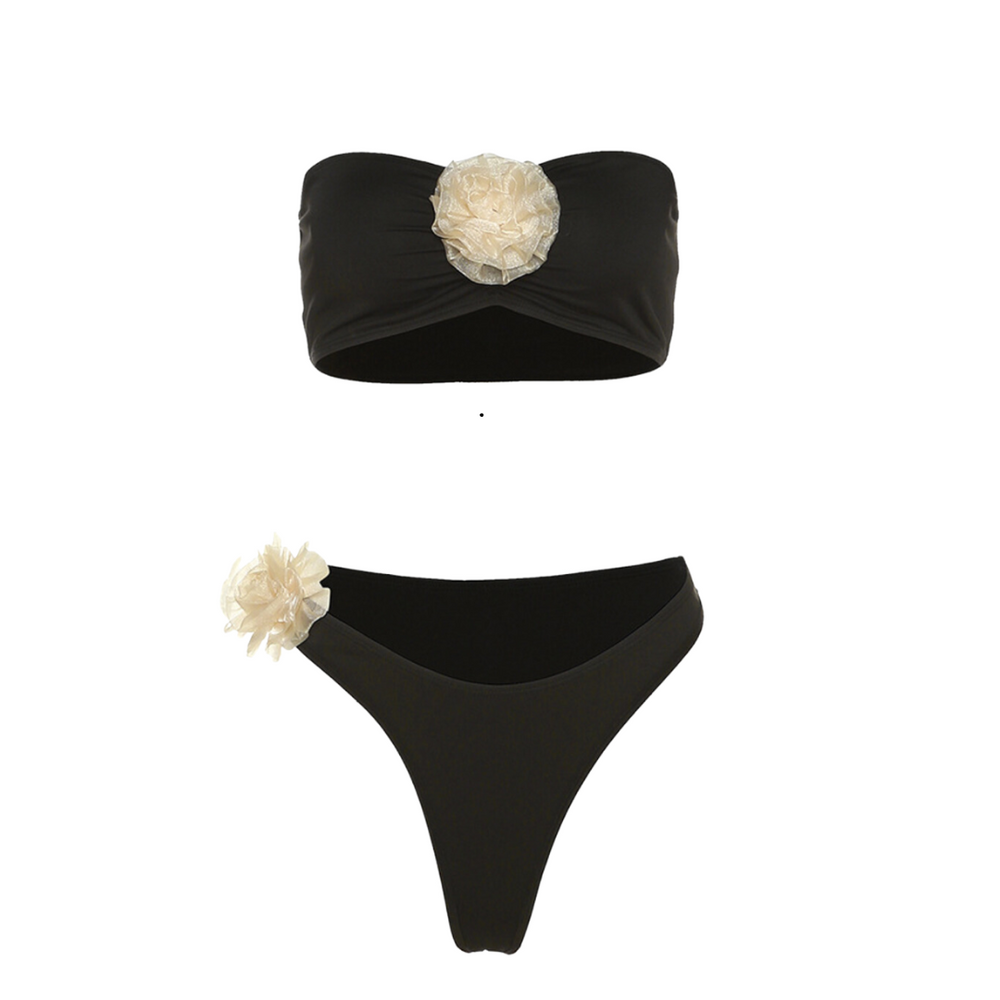 Strapless 3D Flower Bikini Set