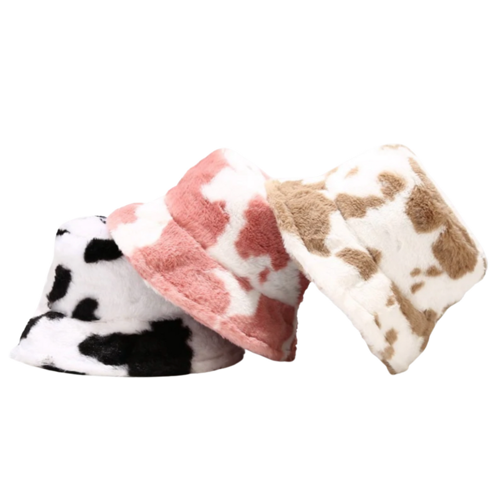 
                      
                        Plush Cow Print Bucket Hat
                      
                    