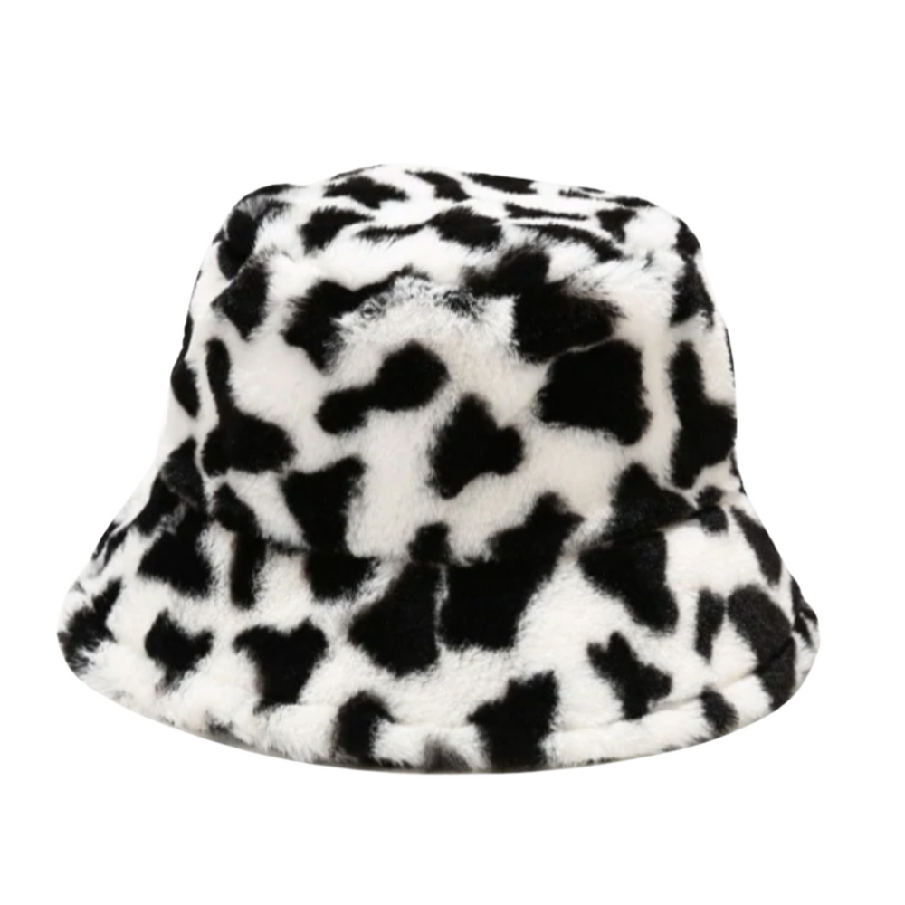 
                      
                        Plush Cow Print Bucket Hat
                      
                    