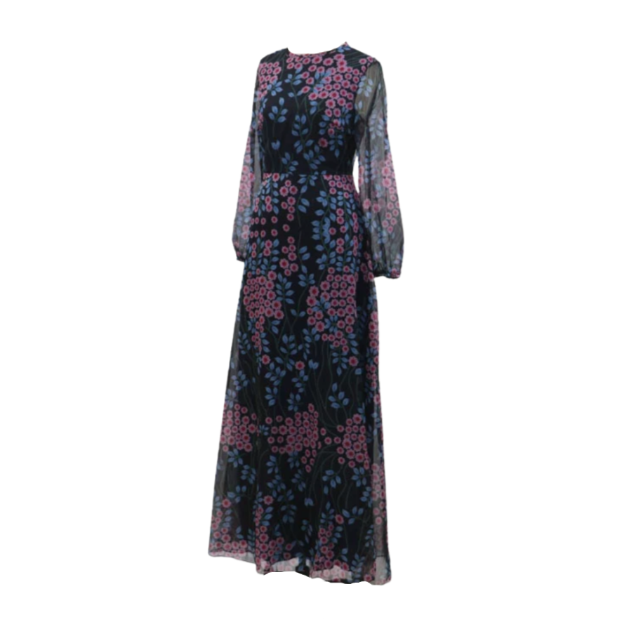 Sheer Floral Overlay Maxi Dress